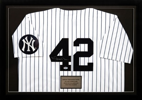 Mariano Rivera Signed New York Yankees Home Replica Jersey in 24x34-inch Framed Display